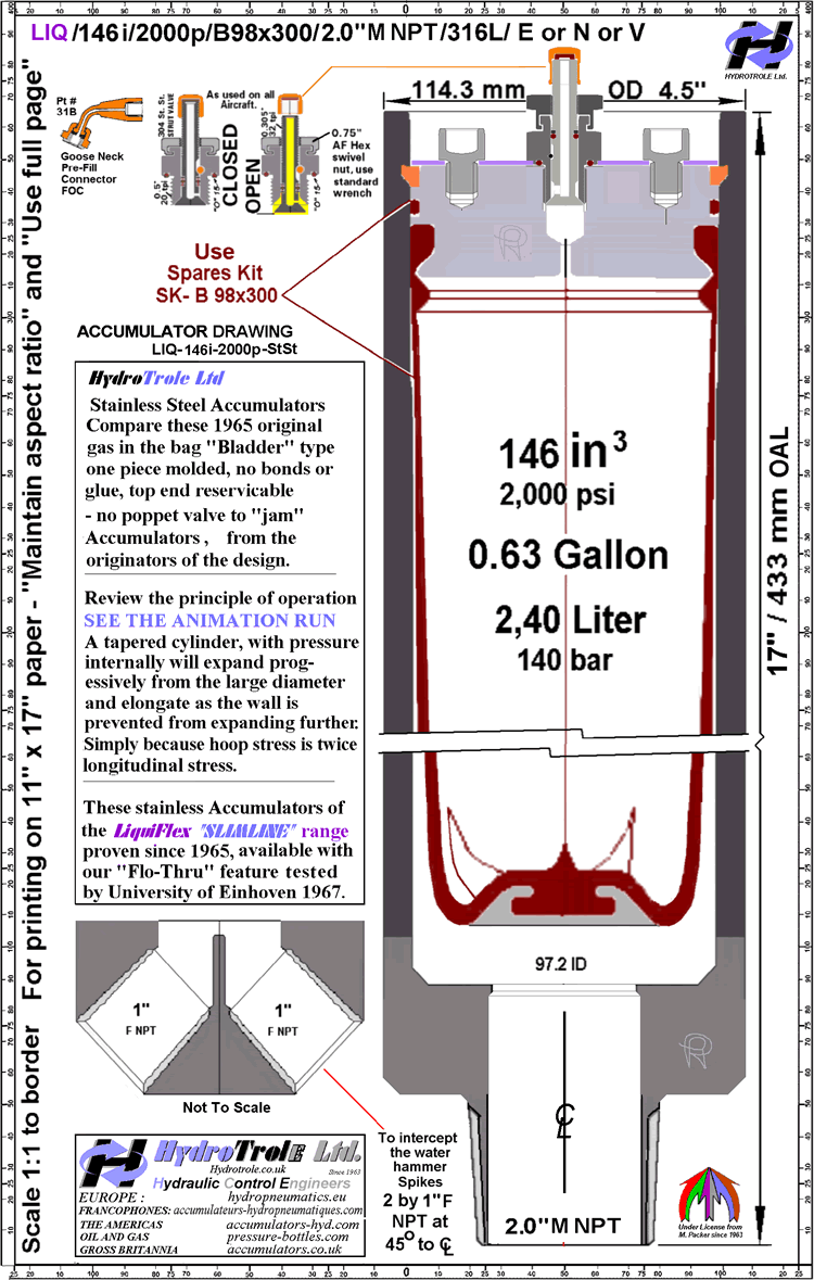 Hydropneumatic Accumulator Drawing LIQ 146i / 2000p ST ST