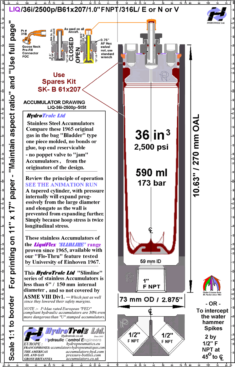 Hydropneumatic Accumulator Drawing LIQ 36i / 2500p ST ST