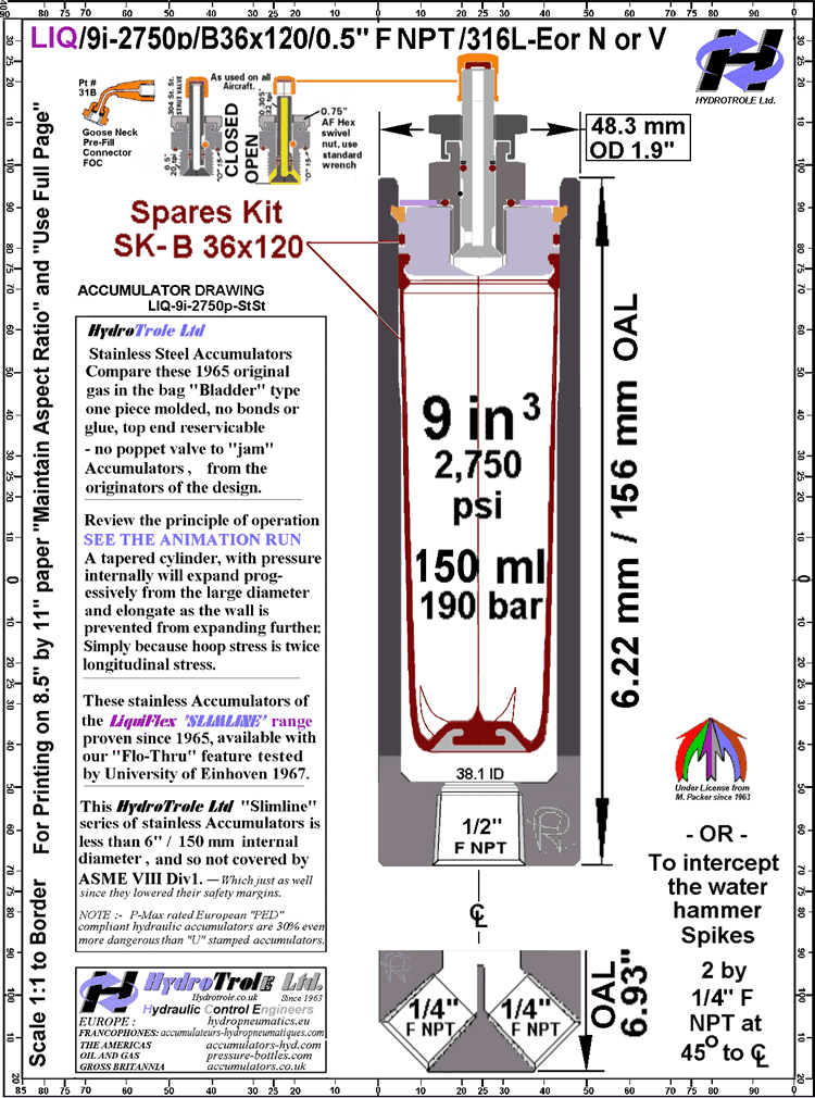 Hydropneumatic Accumulator Drawing LIQ 9i / 2750p ST ST